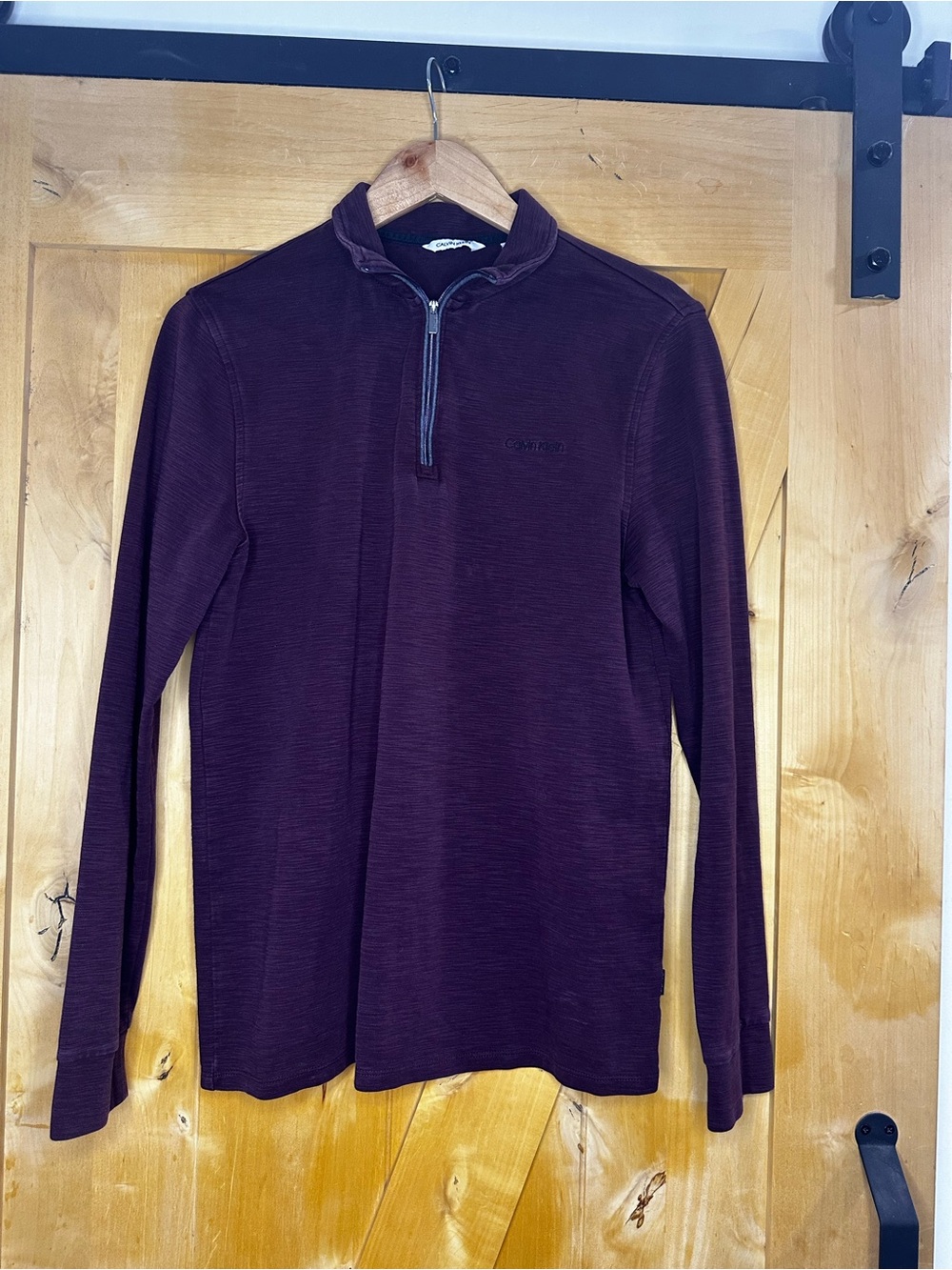 Calvin Klein Men's Half-Zip Sweater in Burgundy